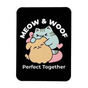 Imán Meow & Woof Perfect Together: Gato y perro delicio