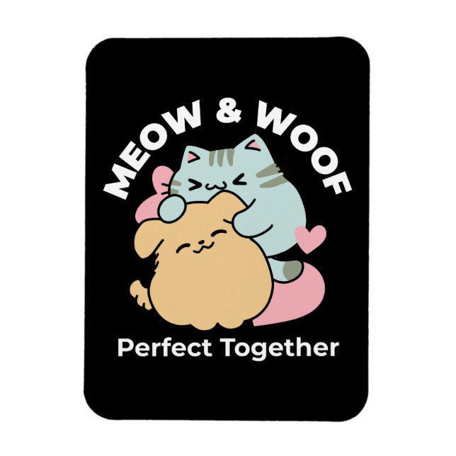Imán Meow & Woof Perfect Together: Gato y perro delicio (Vertical)