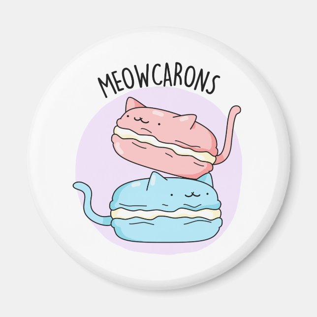 Imán Meowcarons Funny Macaron Pun (Frente)