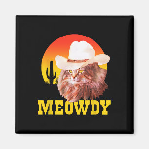 Imán ¡Meowdy! Gracioso País Música Cat Vintage Gorra de