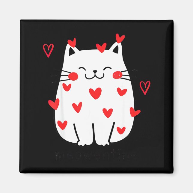 Imán Meowentine Cute Cat Valentines Day Men Women Cat D (Frente)