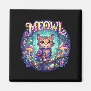 Imán Meowl Gato Búho Meme Rotura Cerebral Niños Tontos 