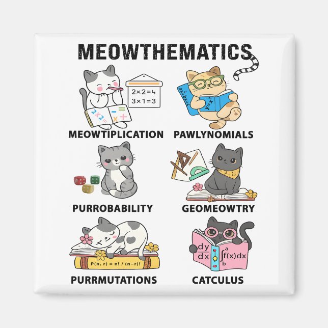 Imán Meowthematics Funny Math Cat Puns For Math Lovers (Frente)