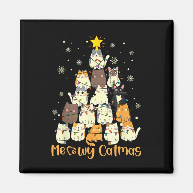 Imán Meowy Catmas Cat Árbol de Navidad Chicas Boys Fu (Frente)