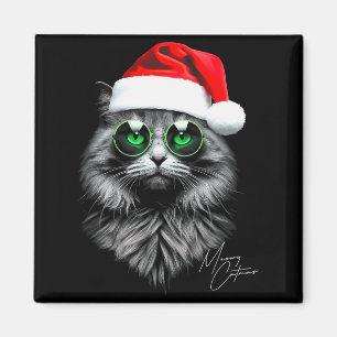 Imán Meowy Catmas Divertido Genial Navidad Gato Gorro S