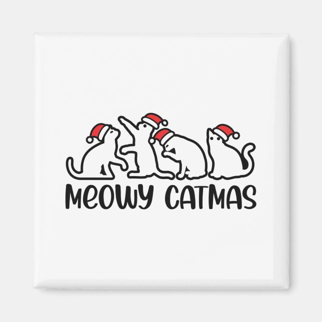 Imán Meowy Catmas Funny Santa Cats Xmas Season (Frente)