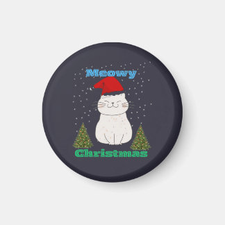 Imán Meowy Christmas Cute Cat Design | Funny Holiday Ca