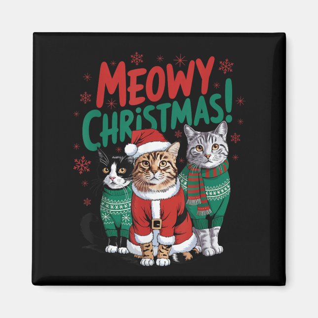 Imán Meowy Christmas Funny Cat Christmas Holiday Xmas S (Frente)