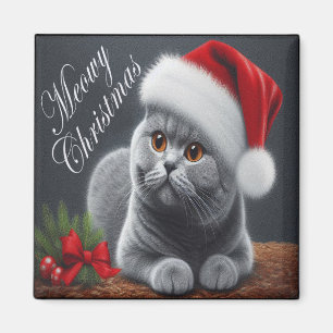 Imán Meowy Navidades British Shorthair Santa Cat
