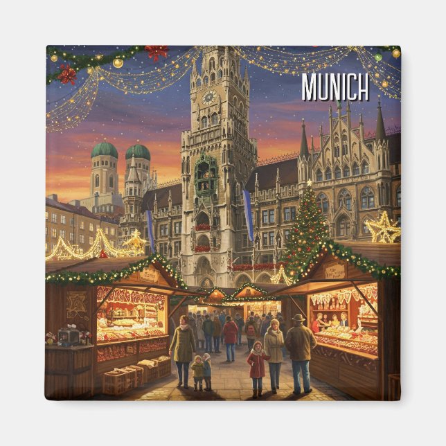 Imán Mercado de Navidades de Alemania Munich Marienplat (Frente)