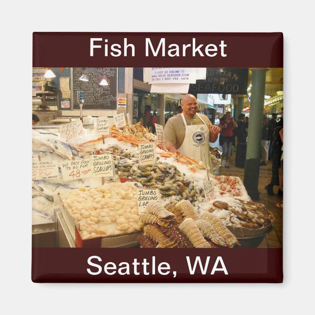 Imán Mercado de pescado Seattle Washington (Frente)