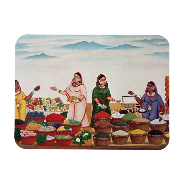 Imán Mercado de verduras y especias en Benares, c.1840  (Horizontal)