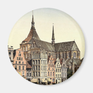 Imán Mercado e iglesia de Marien, Rostock, Mecklenbu