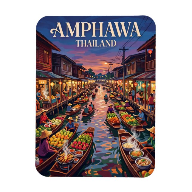 Imán Mercado Flotante de Amphawa Tailandia (Vertical)