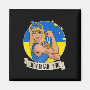Imán Mercancía de la bandera de Ucrania de niña ucrania