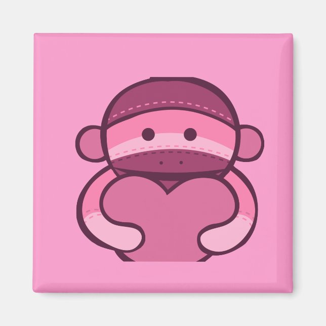 Imán Mercancía de mono rosado de San Valentín (Frente)