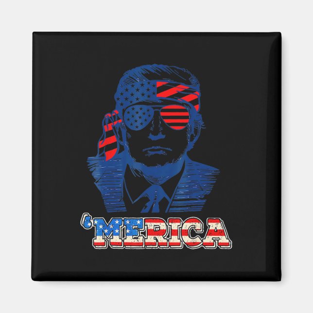 Imán Merica Trump Feliz 4 De Julio Bandera Norteamerica (Frente)