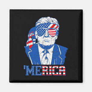Imán Merica Trump Feliz 4 De Julio Bandera Norteamerica