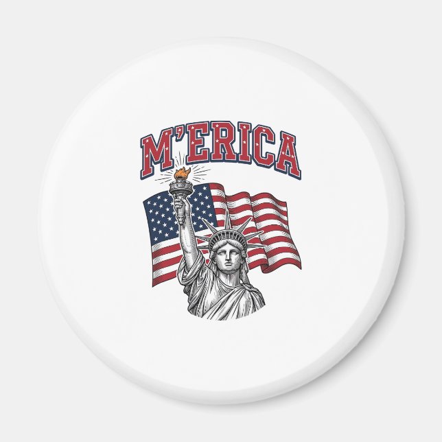 Imán MERICA Vintage Libertad Patriótico (Frente)