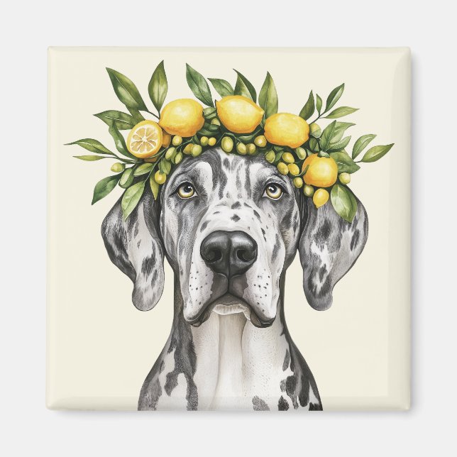 Imán Merle Great Dane Dog Lemon Crown (Frente)