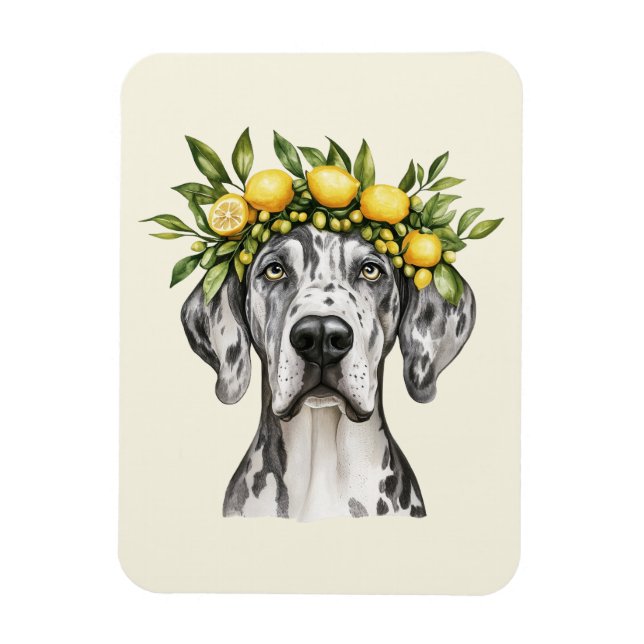 Imán Merle Great Dane Dog Lemon Crown (Vertical)
