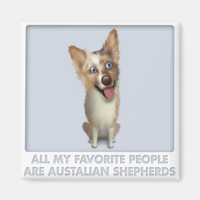 Imán Merle Rojo Australiano Pastor Favorito (Frente)