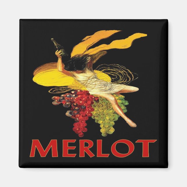 Imán Merlot Maid Con Uvas (Frente)
