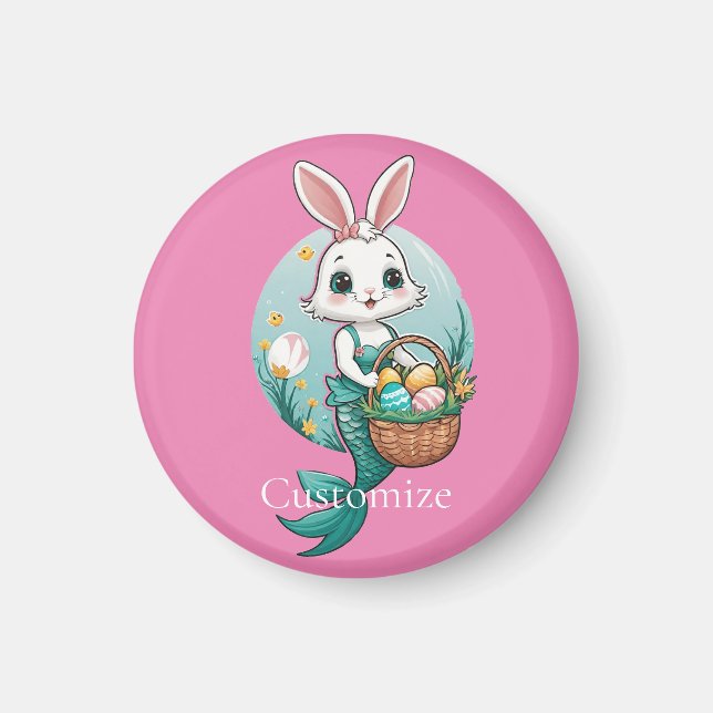 Imán Mermaid de conejo de Pascua Thunder_Cove (Frente)