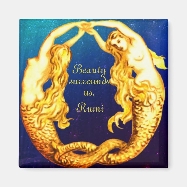 Imán Mermaid Magnet con cita de Rumi (Frente)