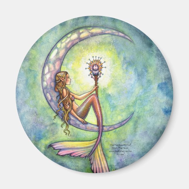 Imán Mermaid Magnet, Mermaid Moon de Molly Harrison (Frente)
