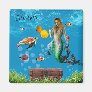 Imán Mermaid subacuático Treasure Hunt Fantasy Blue