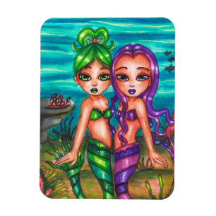Imán Mermaid Twin Sisters Fantasy cuento de hadas origi