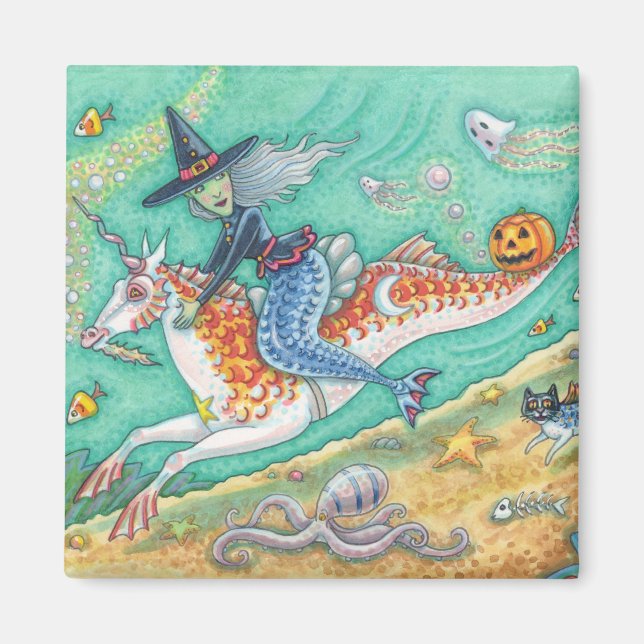 IMÁN MERMAID WITCH, FANTASY MERHORSE HALLOWEEN MAGNET (Frente)