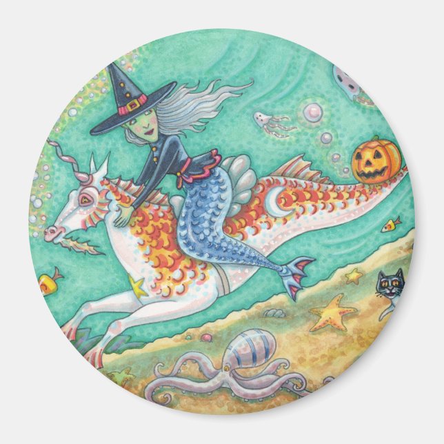 IMÁN MERMAID WITCH, FANTASY MERHORSE HALLOWEEN MAGNET (Frente)