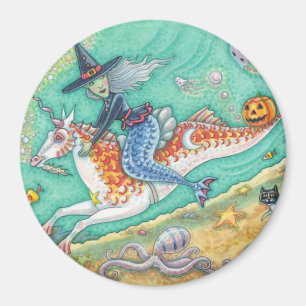 IMÁN MERMAID WITCH, FANTASY MERHORSE HALLOWEEN MAGNET