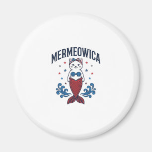 Imán Mermeowica Diseño de Camiseta de Sirena Gato Patri