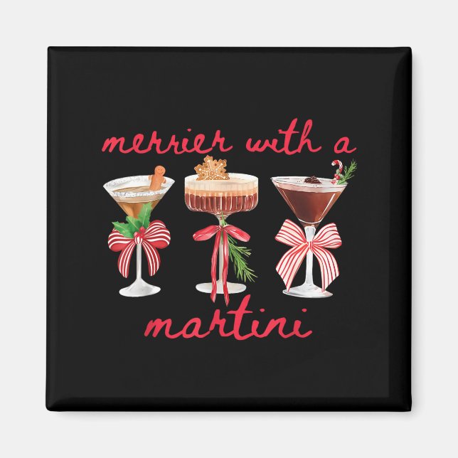 Imán Merrier With A Martini Funny Bachelorette Merry Ch (Frente)