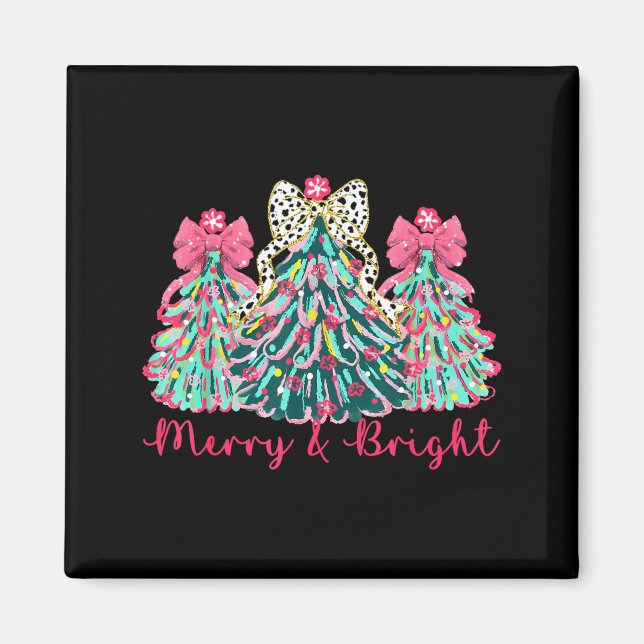 Imán Merry And Bright Christmas Tree Xmas Tree Family H (Frente)
