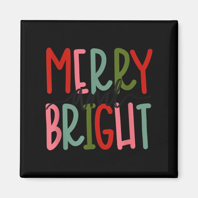 Imán Merry And Bright Christmas Women Girls Kids Toddle (Frente)