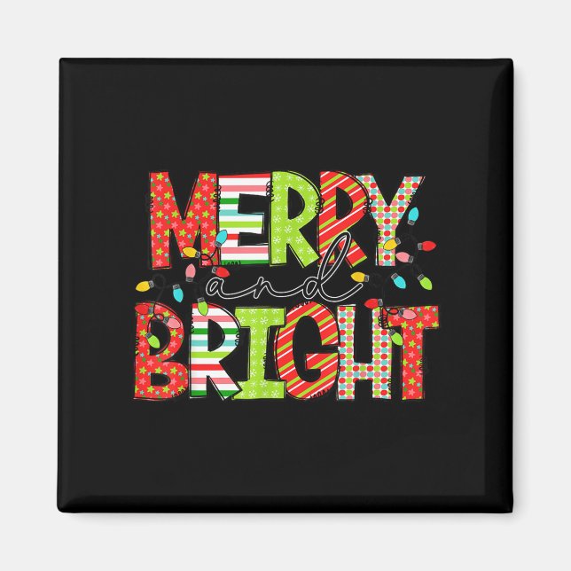 Imán Merry And Bright Christmas Women Girls Kids Toddle (Frente)