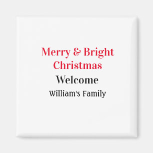 Imán Merry Bright Navidad añadir nombre de familia bien