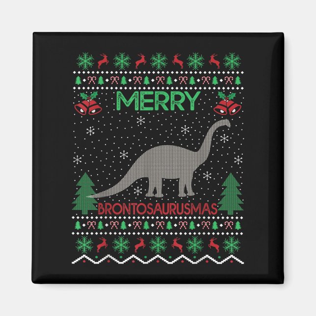 Imán Merry Brontosaurus Xmas Gift Ugly Brontosaurus Chr (Frente)