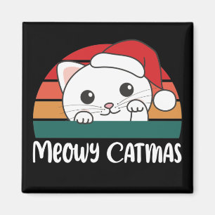 Imán Merry Catmas Funny Cat Navidades Pun Magnet