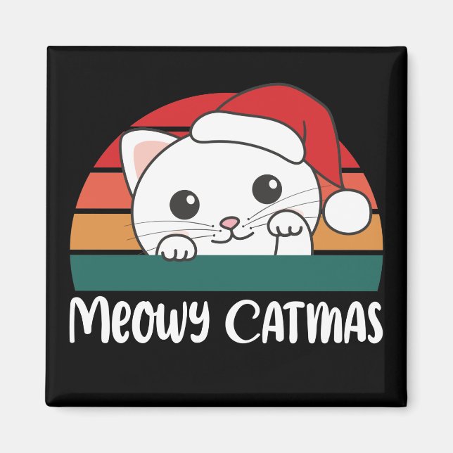 Imán Merry Catmas Funny Cat Navidades Pun Magnet (Frente)