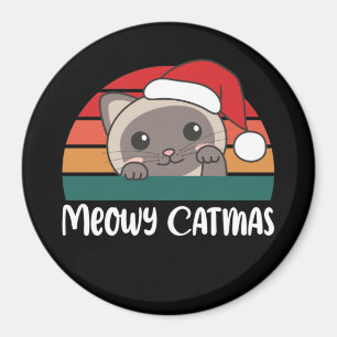 Imán Merry Catmas Funny Cat Navidades Pun Magnet