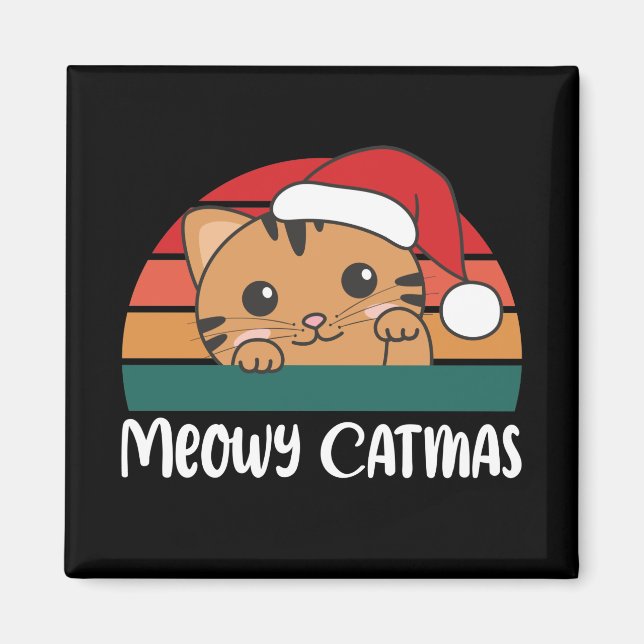 Imán Merry Catmas Funny Cat Navidades Pun Magnet (Frente)