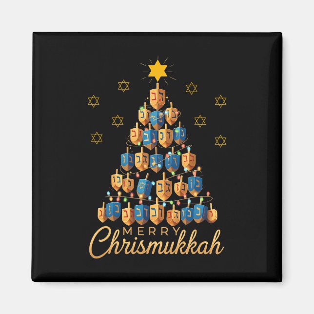 Imán Merry Chrismukkah Happy Chanukkah Dreidel Christma (Frente)