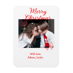 Imán Merry Christmas árbol de Navidad retro foto niños