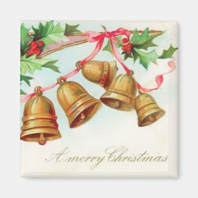 Imán Merry Christmas Bells Vintage Magnet (Frente)