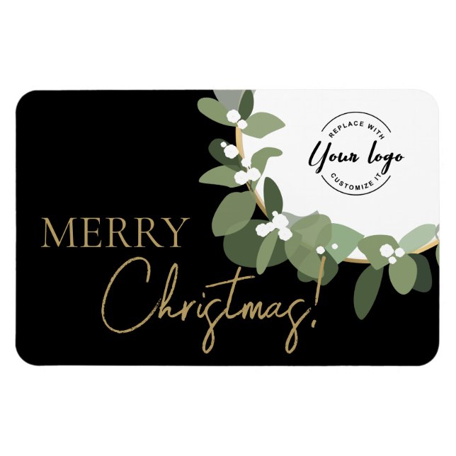 Imán Merry Christmas Company Logo Gold Personalizado ne (Horizontal)